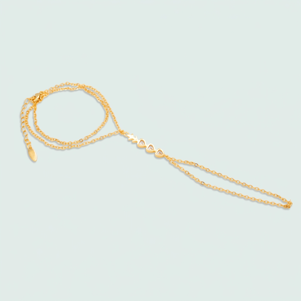 Pulsera Manopla de Oro Laminado con Diseño de Corazones con Zirconia mod. 1534