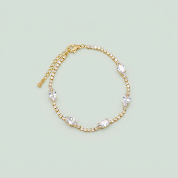 Pulsera de Oro Laminado Dorado con Zirconias Ovales mod. 1400