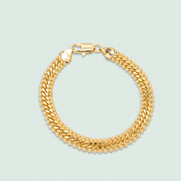 Pulsera Oro Laminado con Lineas de Puntos Laterales y Centro Tejido Cubano mod. 1421