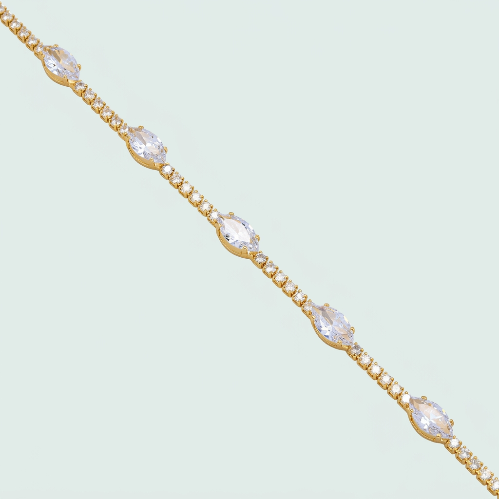 Pulsera de Oro Laminado Dorado con Zirconias Ovales mod. 1400