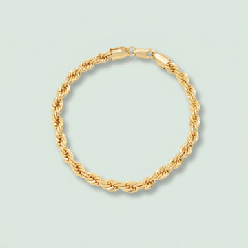 Pulsera Oro Laminado Torzal Brillante y Tejido Mediano mod. 1416