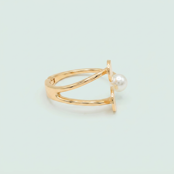 Aro de Goldfilled con Diseño Doble Ovalo y Perla mod. 1133