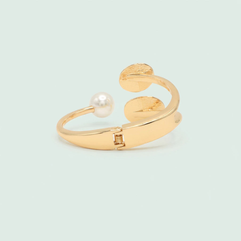 Aro de Goldfilled con Diseño Doble Ovalo y Perla mod. 1133