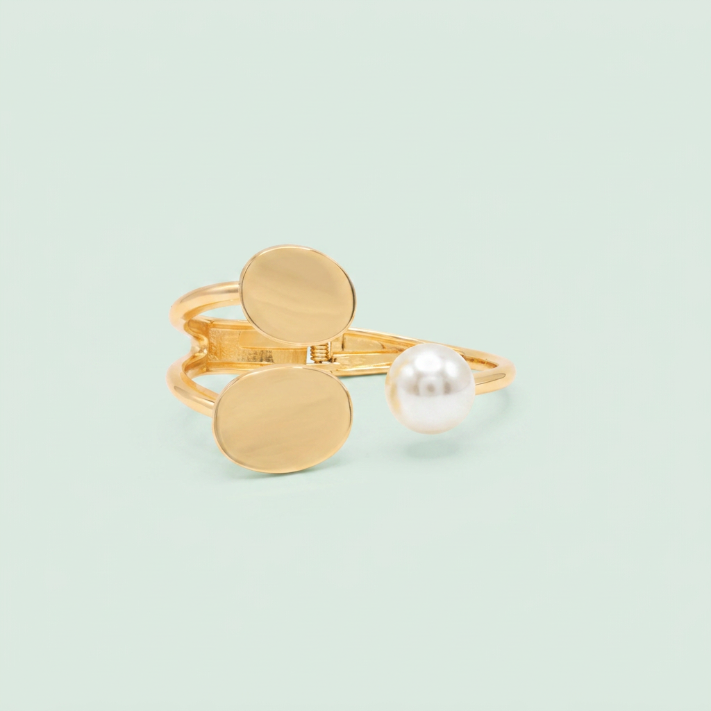 Aro de Goldfilled con Diseño Doble Ovalo y Perla mod. 1133