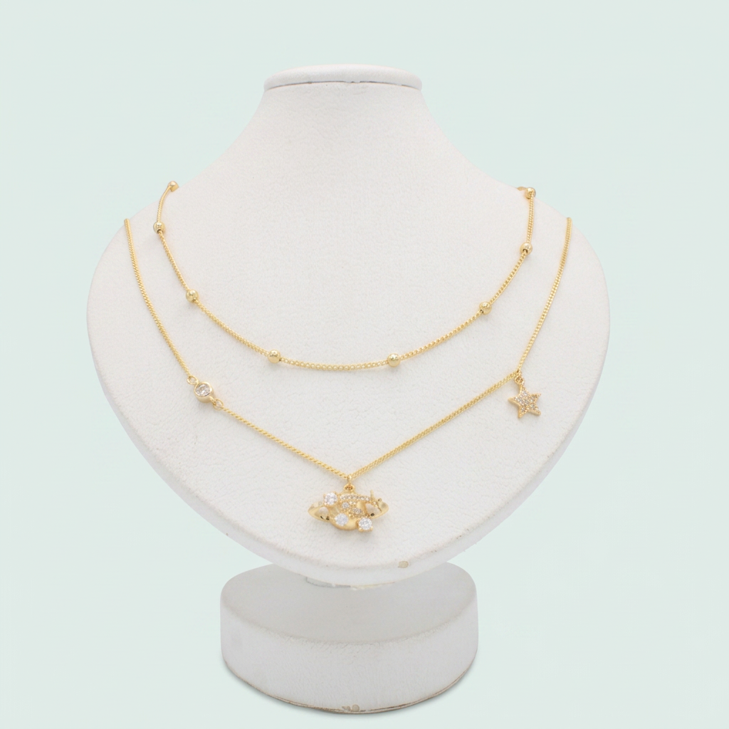 Gargantilla de Goldfilleld con zirconia y con Diseño de Saturno con un trueno y Zirconia  mod.1369