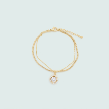 Pulsera de Goldfilled Doble con Girasol de Zirconias mod. 1218