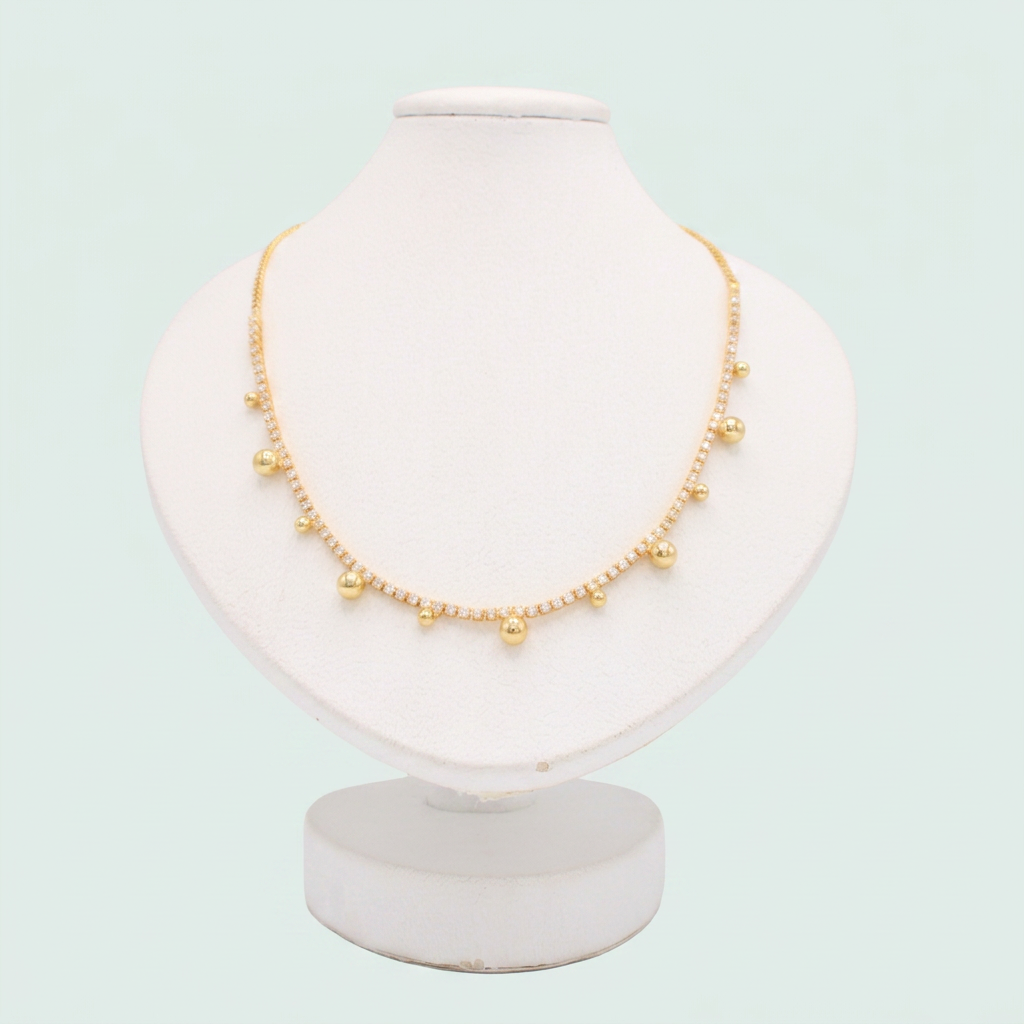Choker de Goldfilleld con Zirconia con Diseño de Bolitas Grandes y Pequeñas mod.1346