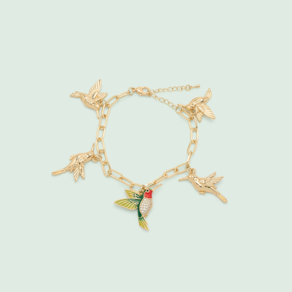 Pulsera de Goldfilled con Colgantes de Colibrí mod. 1098