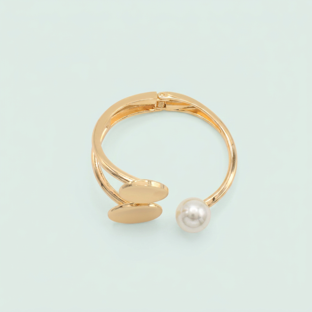 Aro de Goldfilled con Diseño Doble Ovalo y Perla mod. 1133