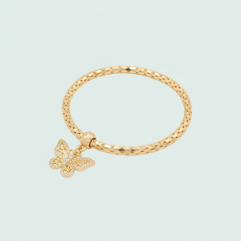 Pulsera de Goldfilled Estilo Tubular Especial Hueco con Colgantes de Primavera mod. 1099