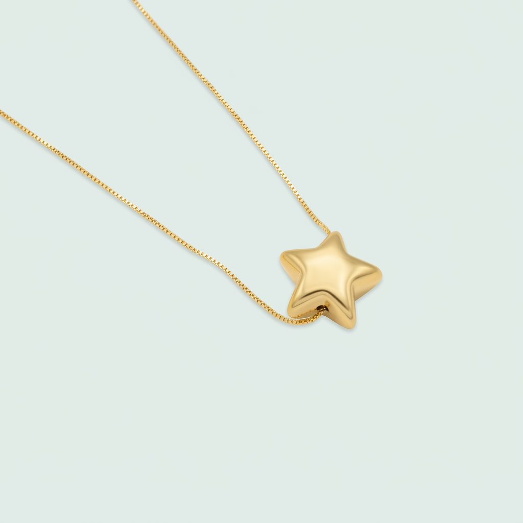 Set de Goldfilled Gargantilla y Aretes con Diseño de Estrellas mod. 1363