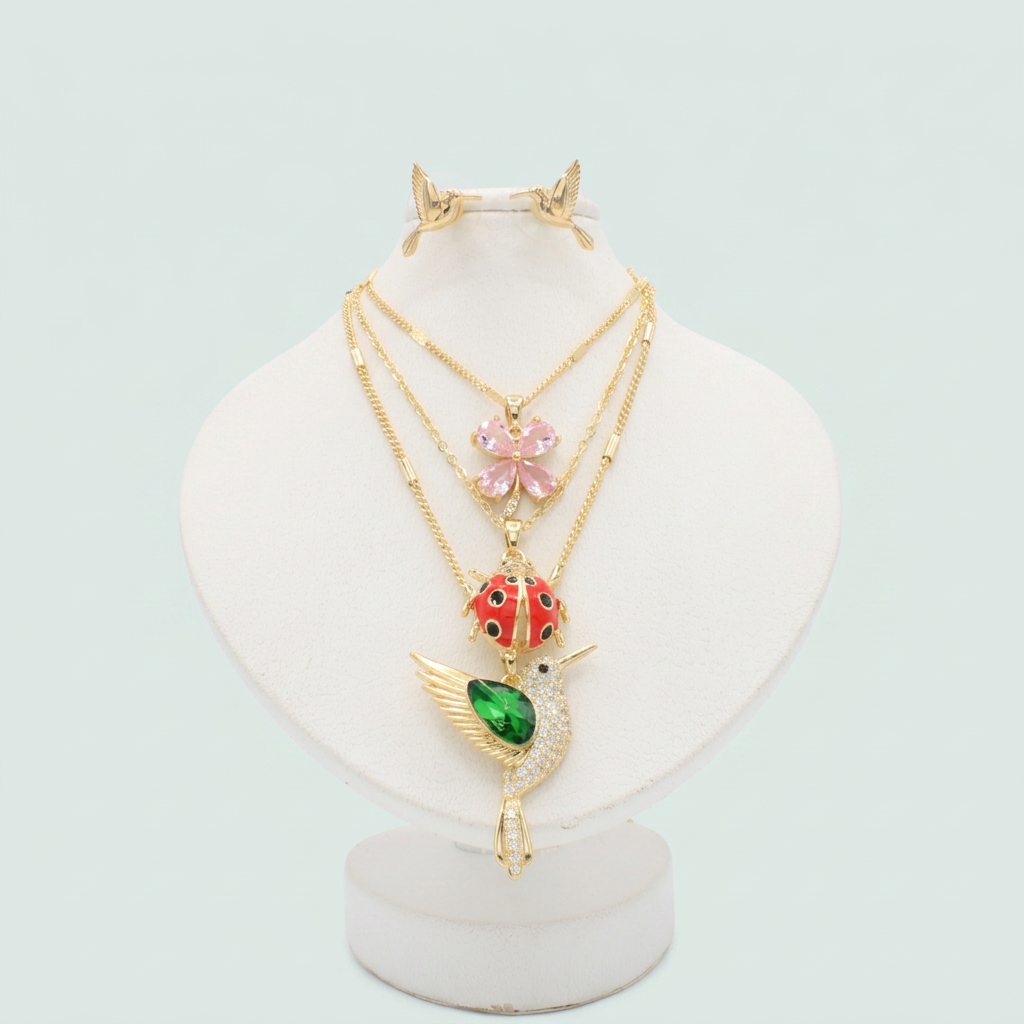 Set Especial de Joyería de Goldfilled Diseño con Dijes Primavera mod. 1106