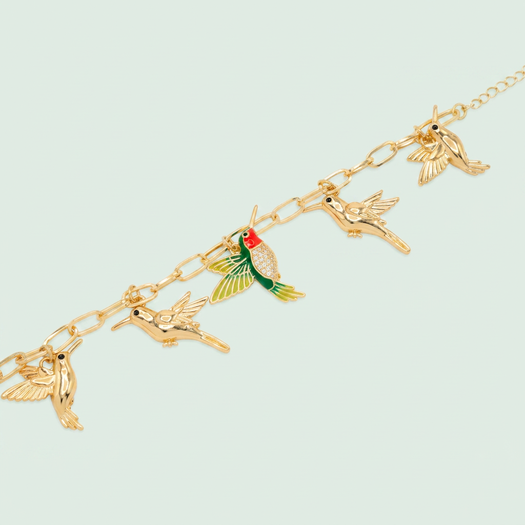Pulsera de Goldfilled con Colgantes de Colibrí mod. 1098