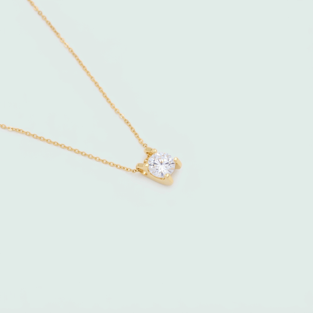 Set de Goldfilled Gargantilla y Aretes con Diseño de Luna y Zirconia mod. 1362