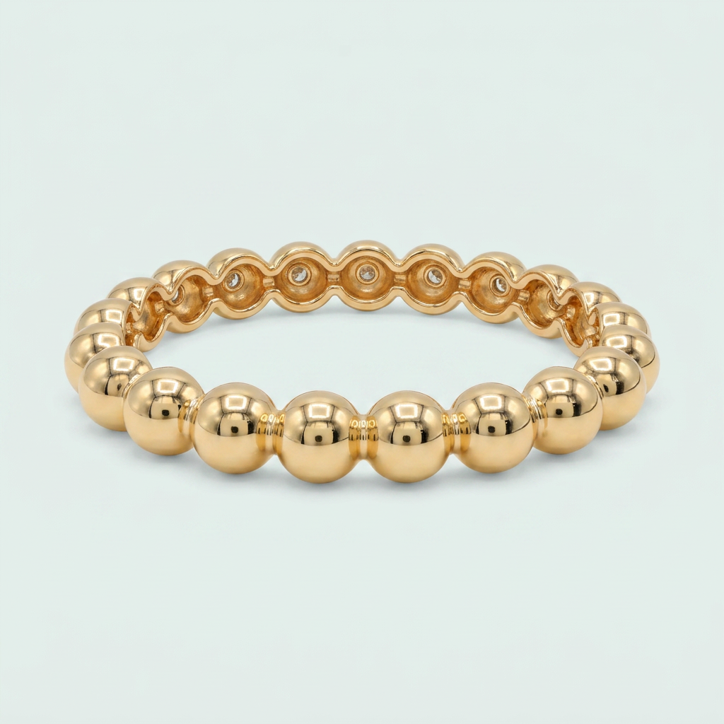 Pulsera Rígida de Oro Laminado de Bolas mod. 1290