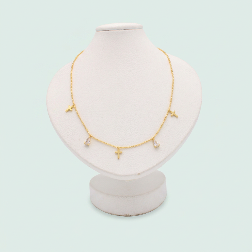 Choker de Goldfilleld con Diseño de Cruz y Piedra de Zirconia mod.1349