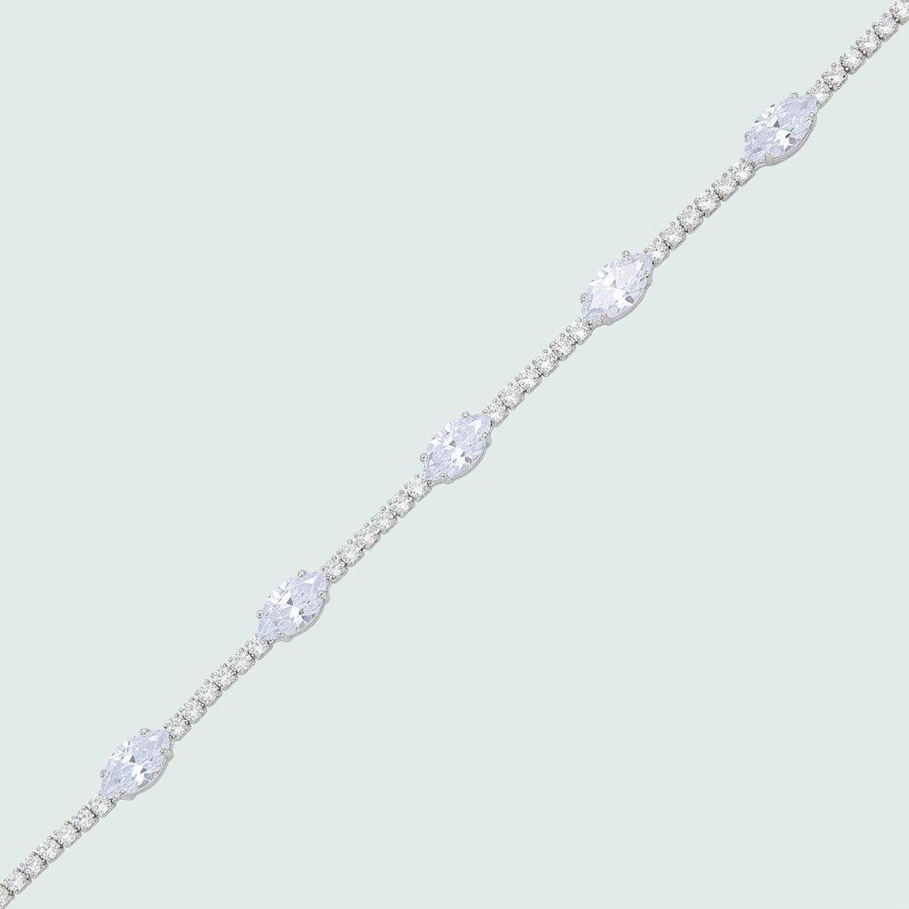 Pulsera de Goldfilled Blanco con Zirconias Ovales mod. 1217