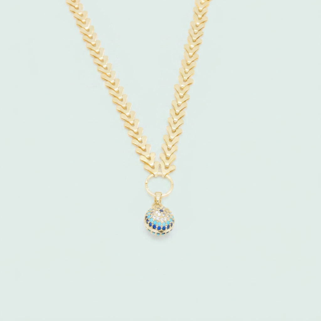 Cadena de Joyería de Goldfilled con Tejido de Espiga y Diseño de Esfera con Zirconia mod .1109