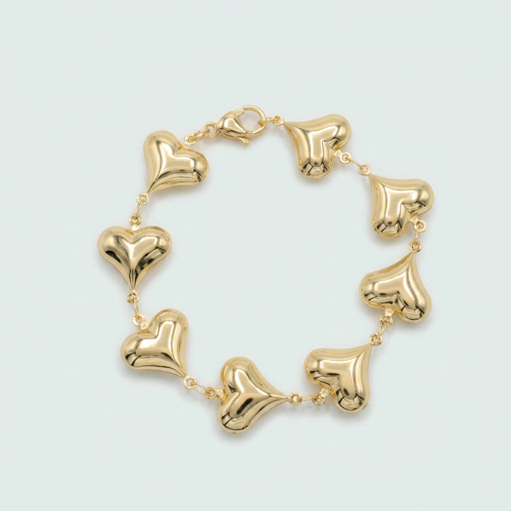 Pulsera de Goldfilled con Diseño de Corazones mod. 1268