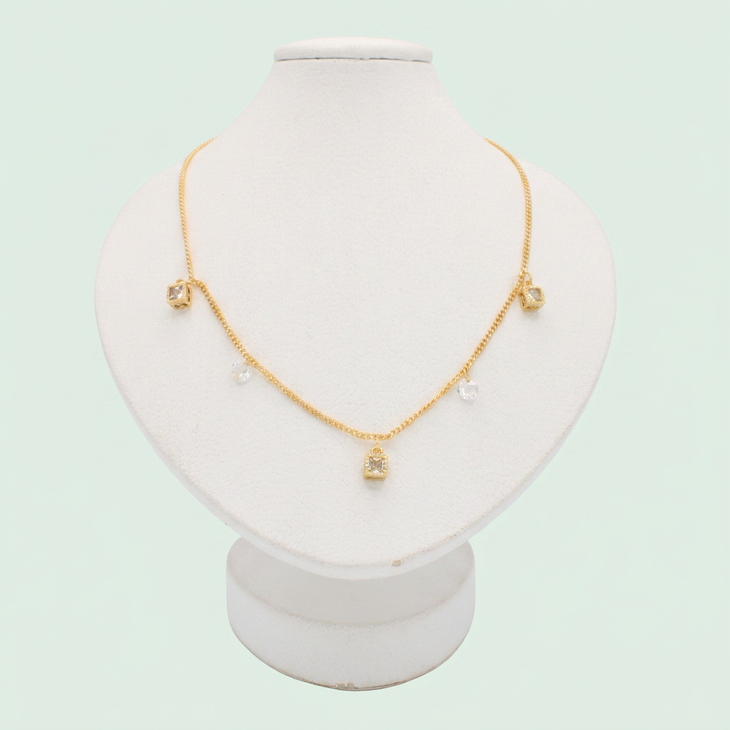 Choker de Goldfilleld con Diseño de Cuadro y Piedra de Zirconia mod.1347