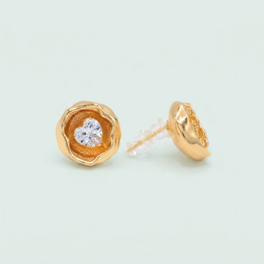 Arete de Goldfilled Con Diseño de Capullo y Zirconia mod. 1224