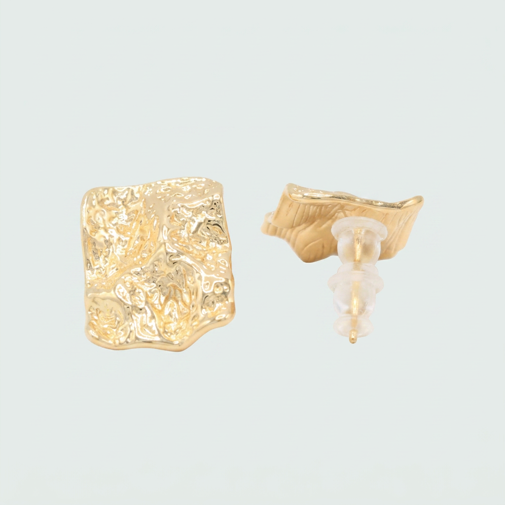 Arete de Goldfilled con Diseño Cuadrado de Hoja de Oro mod. 1139