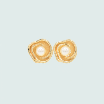 Arete de Goldfilled con Diseño de Rosa y Perla chica mod. 1230