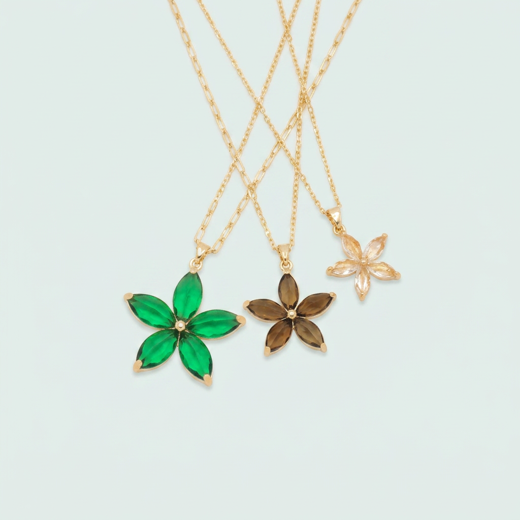 Set Especial de Joyería de Goldfilled Diseño Flores de Zirconia mod. 1105
