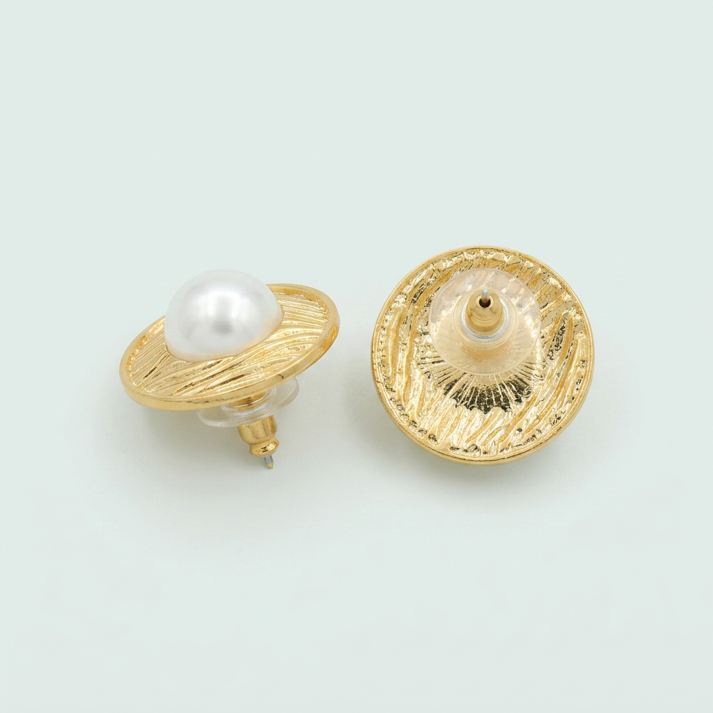 Arete de Goldfilled Texturizado con Perla mod. 3110