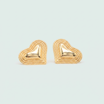 Arete de Oro Laminado Corazón con Bordes de Puntos mod. 1487