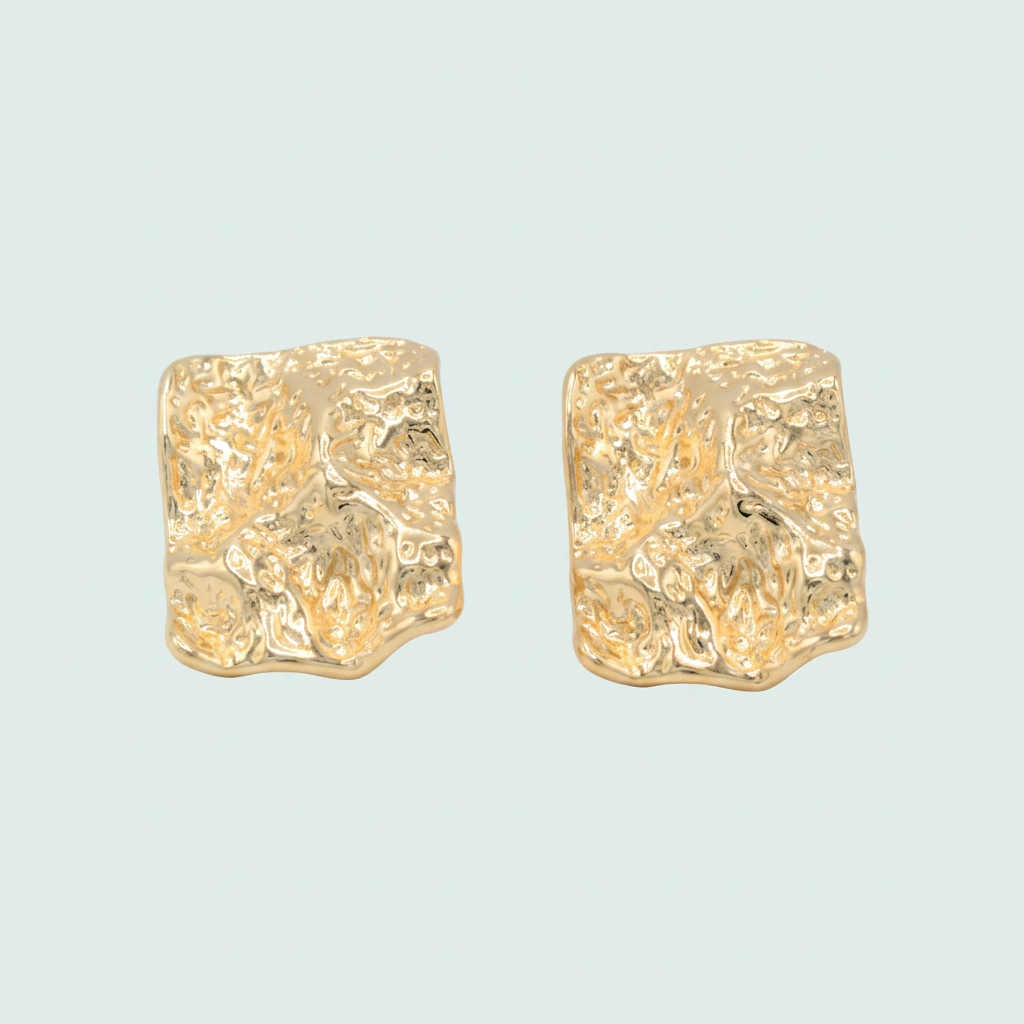 Arete de Goldfilled con Diseño Cuadrado de Hoja de Oro mod. 1139