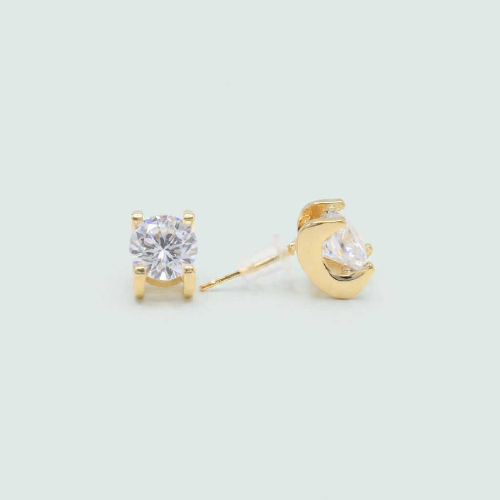Set de Goldfilled Gargantilla y Aretes con Diseño de Luna y Zirconia mod. 1362