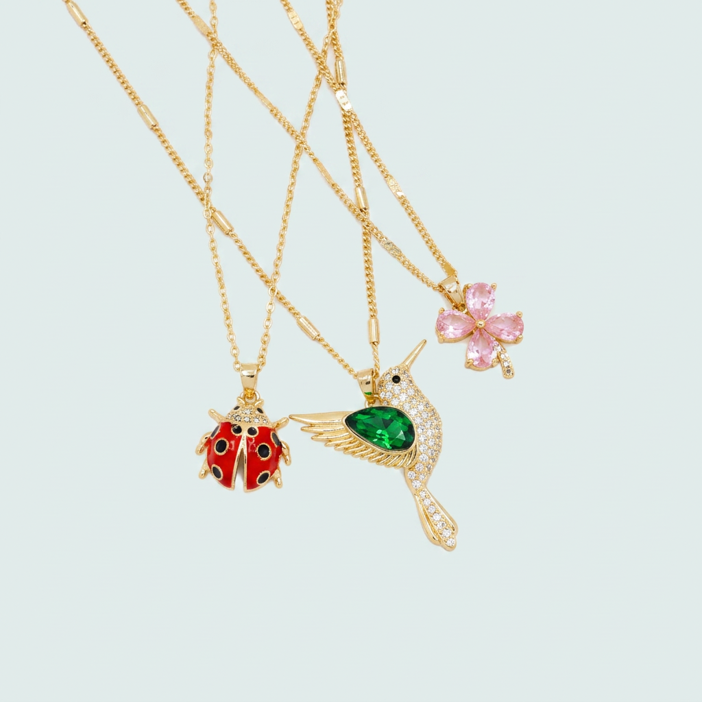 Set Especial de Joyería de Goldfilled Diseño con Dijes Primavera mod. 1106