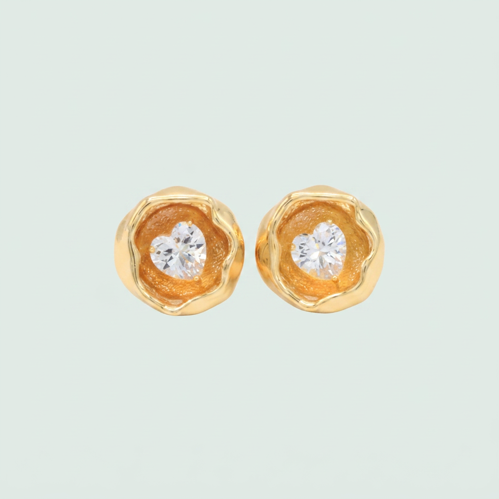 Arete de Goldfilled Con Diseño de Capullo y Zirconia mod. 1224