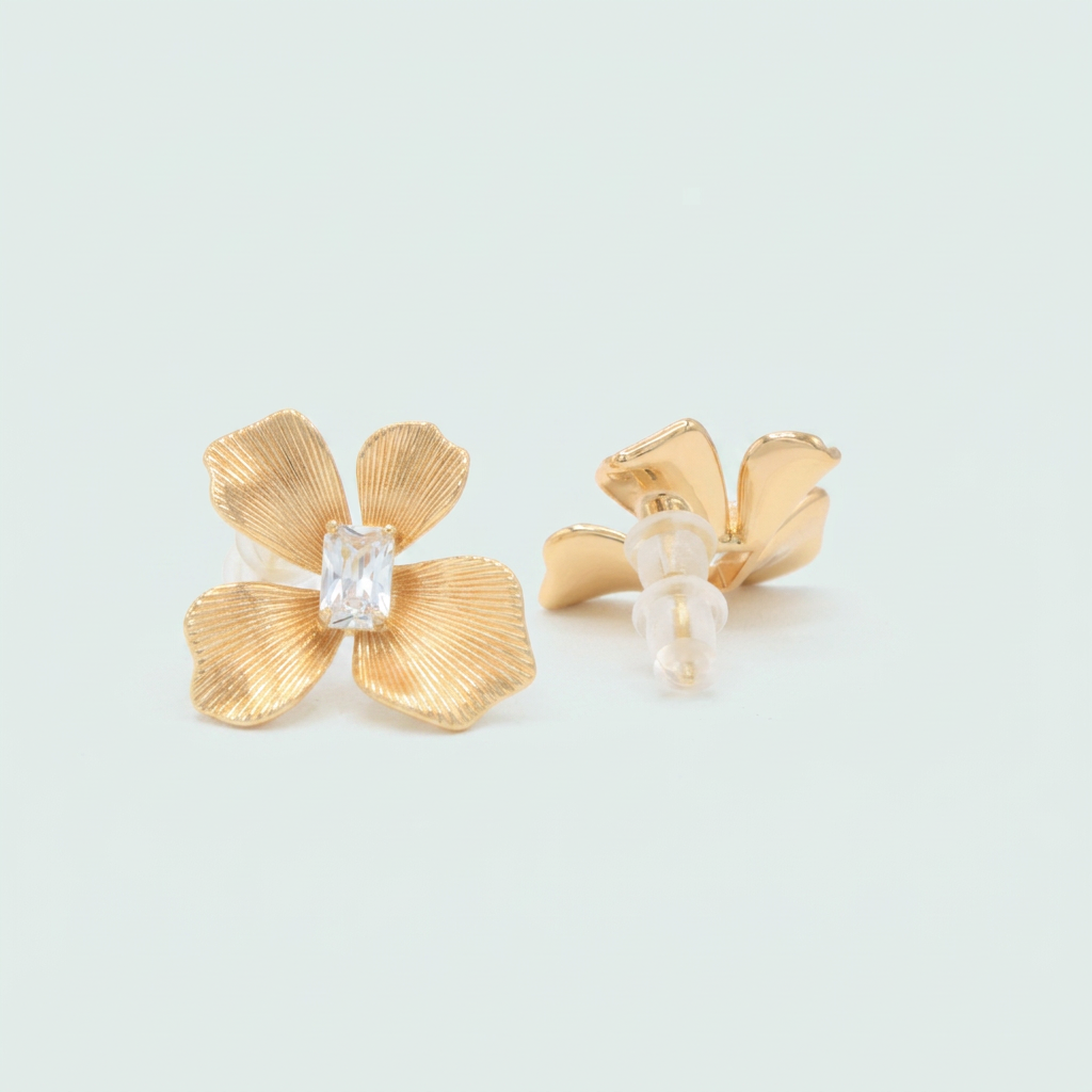 Arete de Goldfilled de Flor con Zirconia mod. 1138