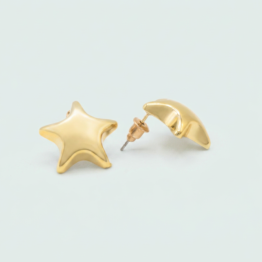 Set de Goldfilled Gargantilla y Aretes con Diseño de Estrellas mod. 1363