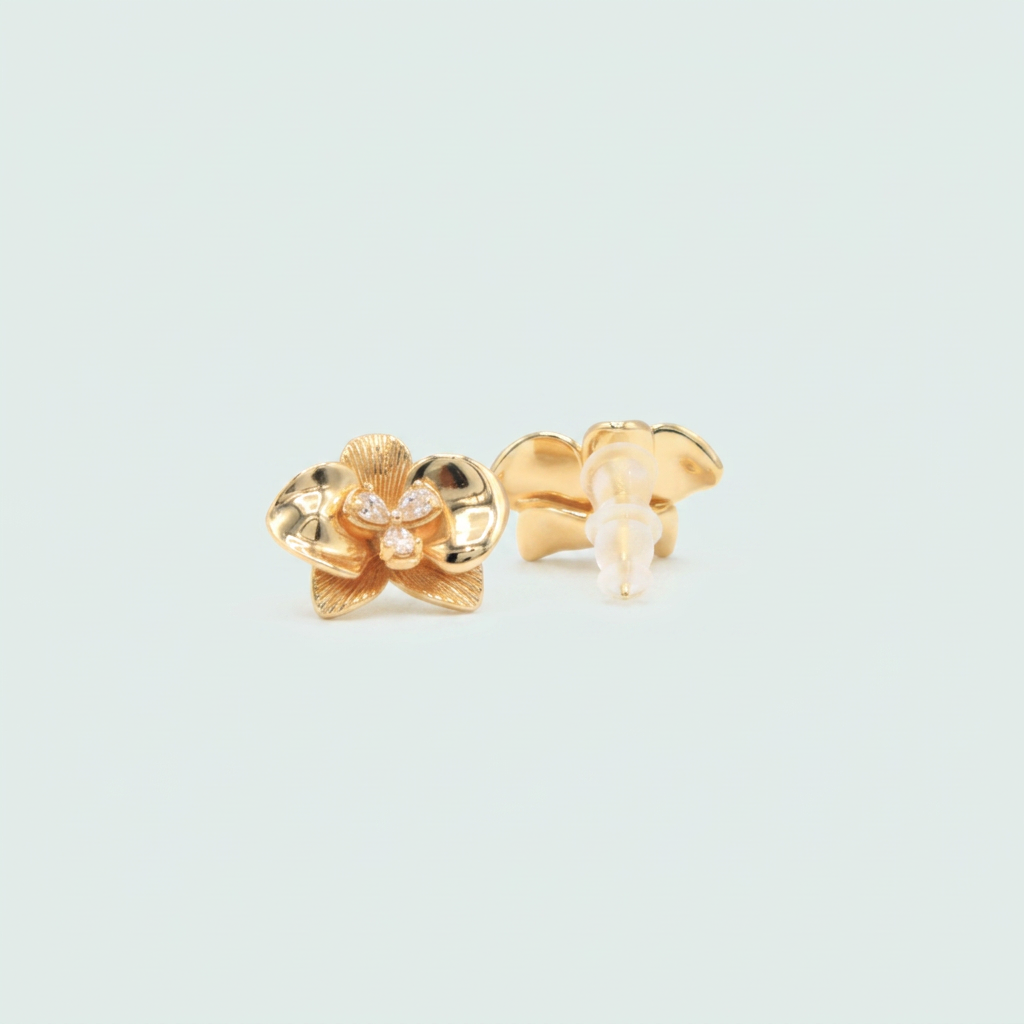Arete de Goldfilled con Diseño de Orquídea mod. 1402