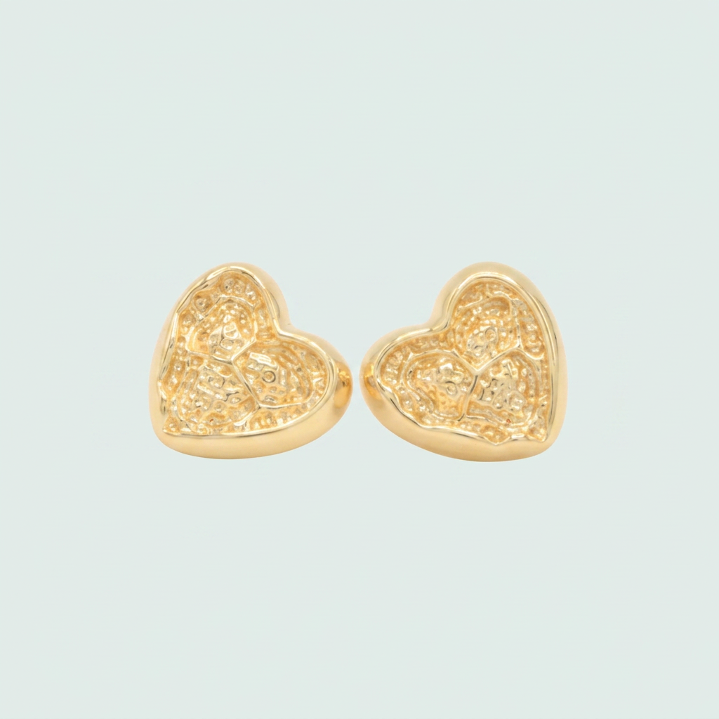 Arete de Goldfilled con Diseño de Corazón Mediano y Delgado mod. 1223