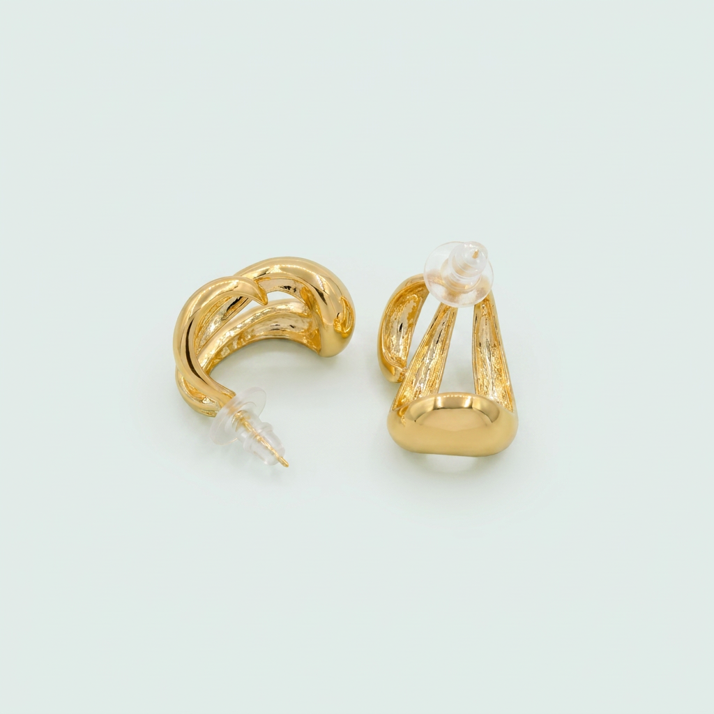 Arete de Oro Laminado de Diseño Ondulado mod. 3107