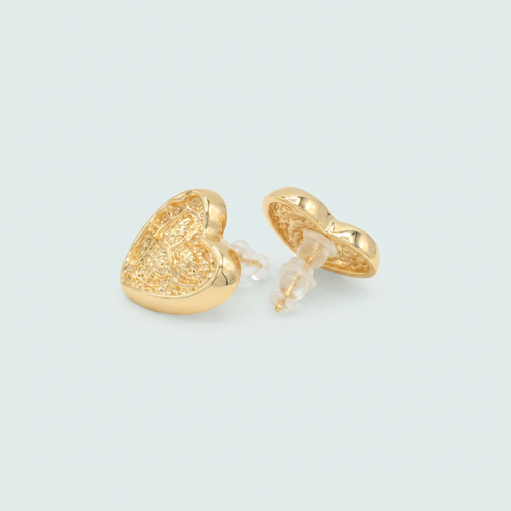Arete de Goldfilled con Diseño de Corazón Mediano y Delgado mod. 1223