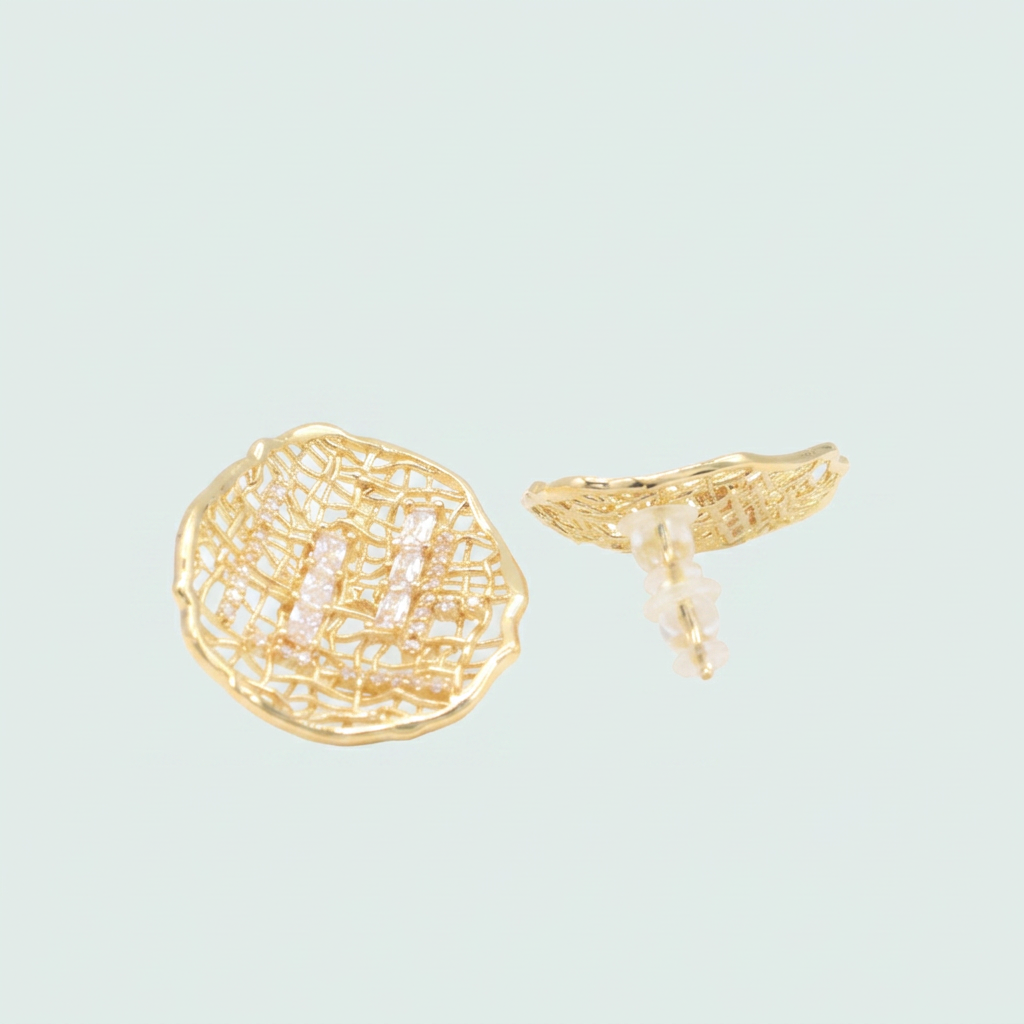 Arete de Goldfilled con Diseño de Nido y Zirconia mod. 1405