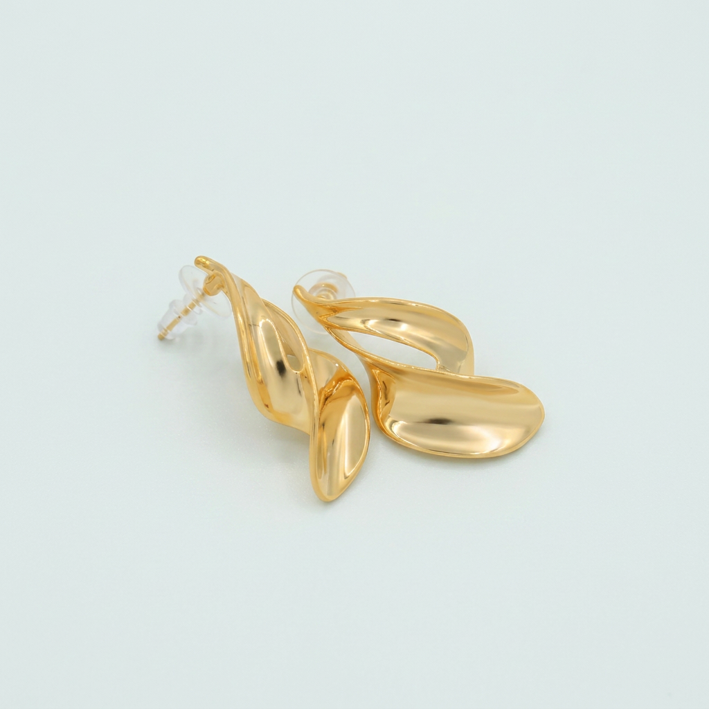 Arete de Oro Laminado de Diseño Brillante mod. 3090