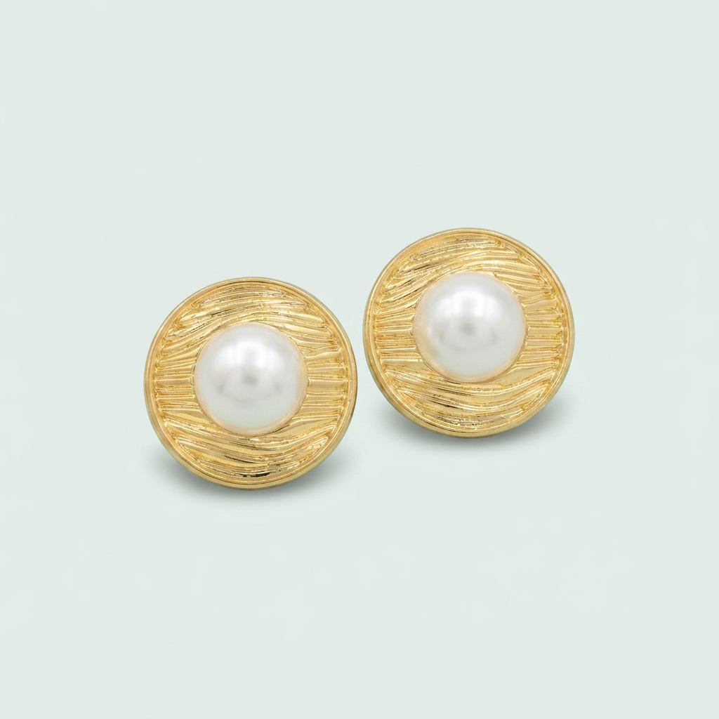 Arete de Goldfilled Texturizado con Perla mod. 3110