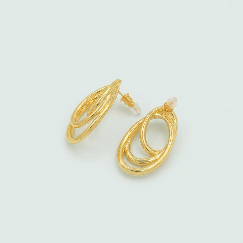 Arete de Oro Laminado de Diseño de Ondas mod. 3106