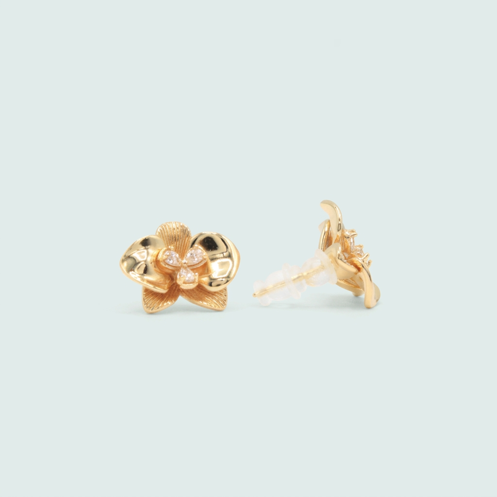 Arete de Goldfilled con Diseño de Orquídea mod. 1402
