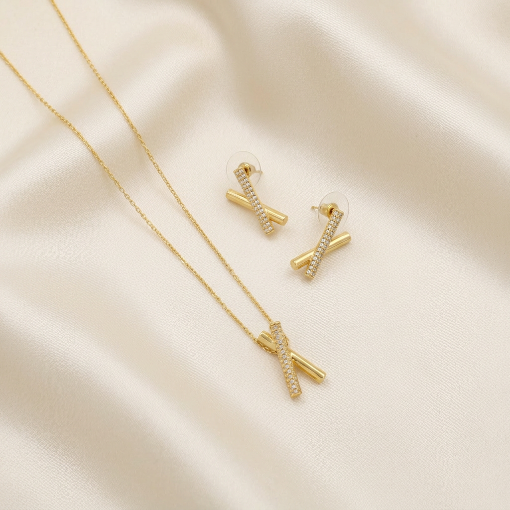 Set de Joyería de Goldfilled Diseño de X mod. 7093