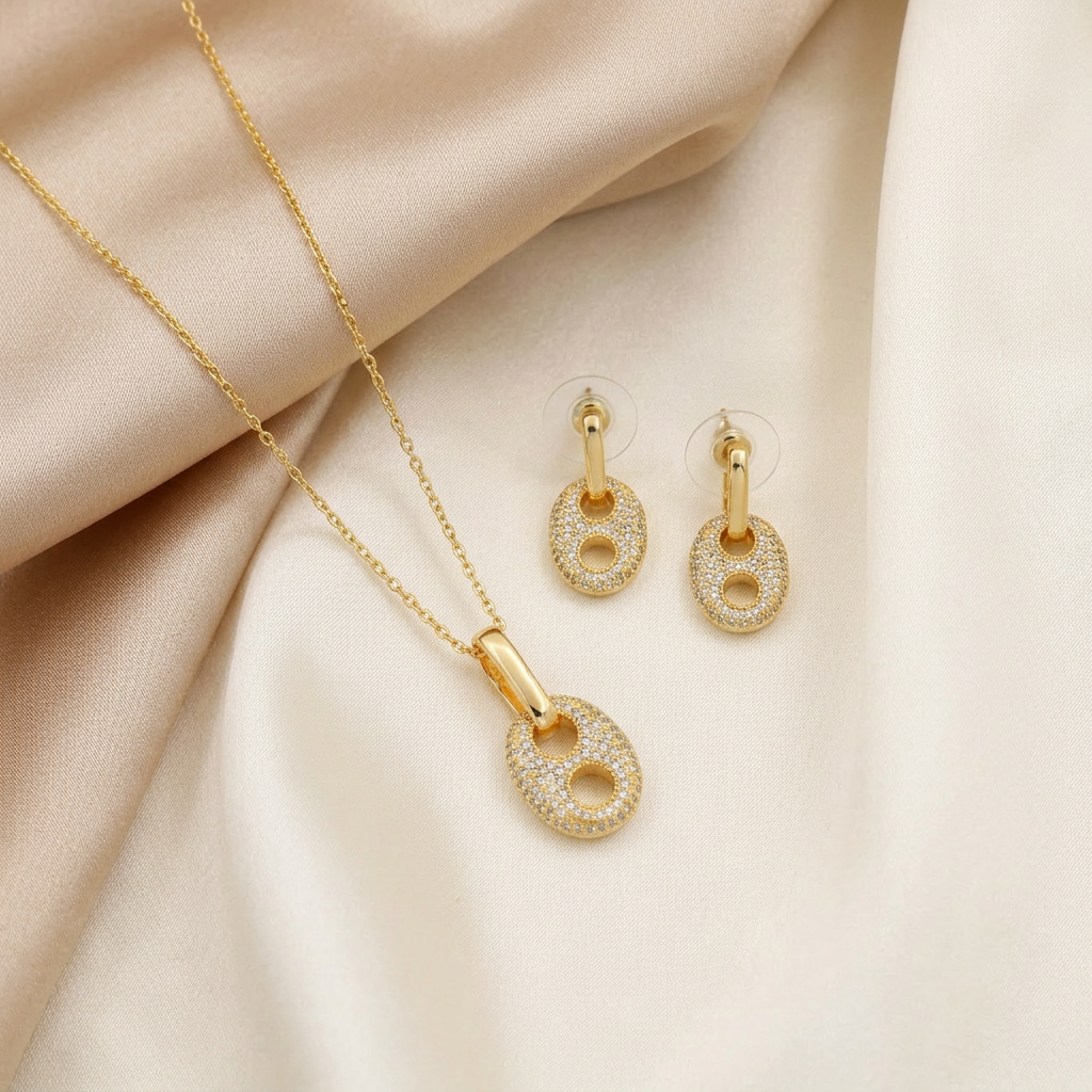Set de Joyería de Goldfilled Diseño Ovalado mod. 7097