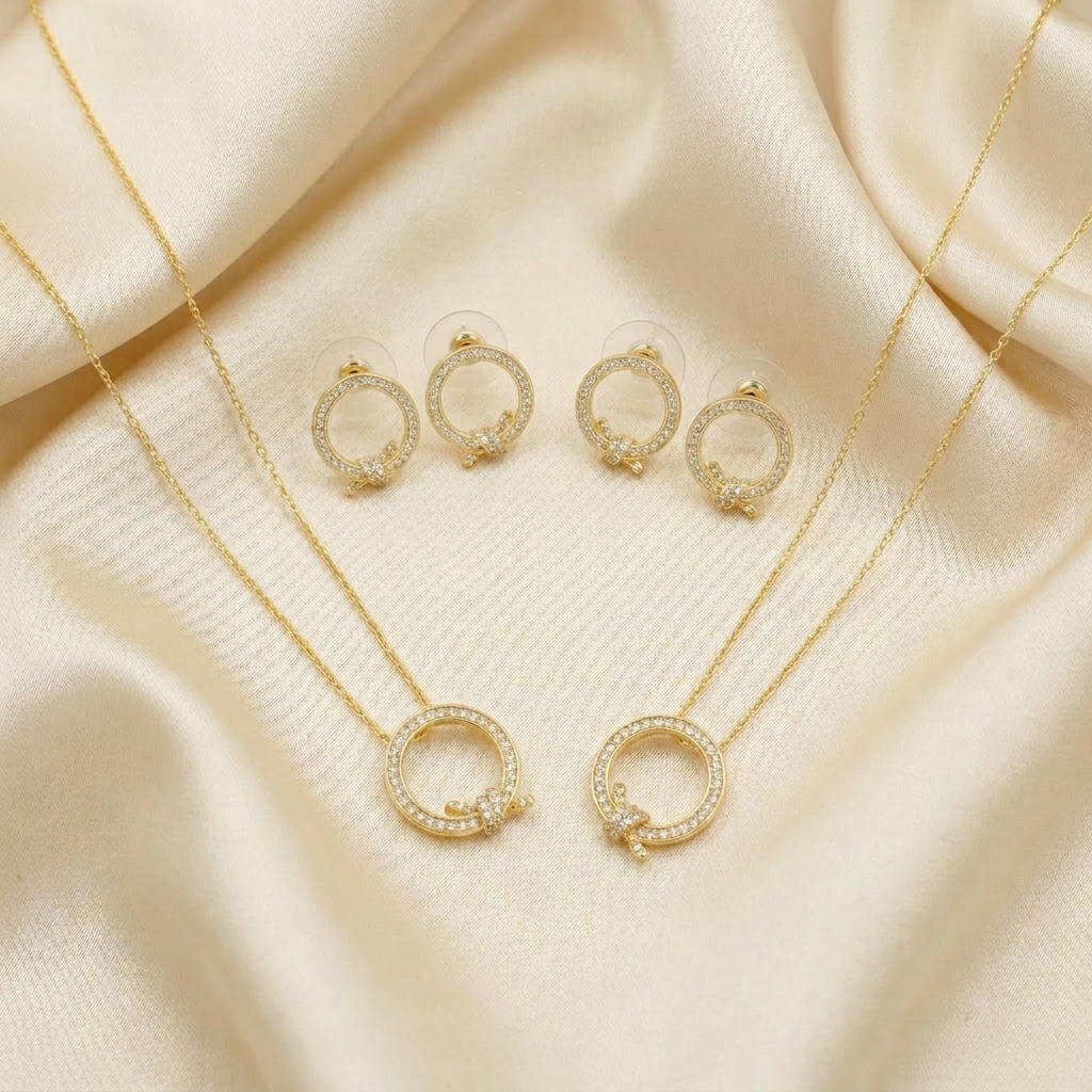 Set de Joyería 2x1 de Goldfilled 2pz Diseño Nudo mod. 7096