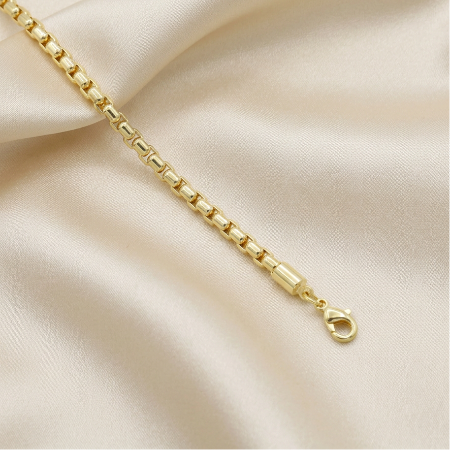 Cadena de Goldfilled con Eslabón Tubular y Centro de Zirconia mod. 8015