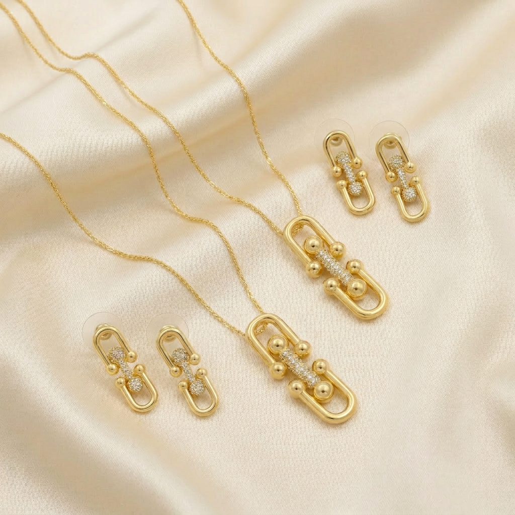 Set de Joyería 2x1 de Goldfilled 2pz Diseño Clip mod. 7094